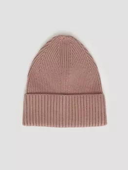 Вязаная шапка-бини с отворотом