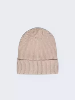 Вязаная шапка-бини с отворотом