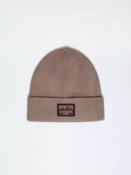 Вязаная шапка-бини с отворотом