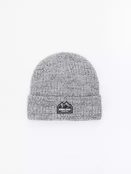 Вязаная шапка-бини с отворотом и подкладкой из экомеха