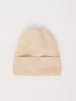 Вязаная шапка-бини с отворотом и тёплой подкладкой из флиса