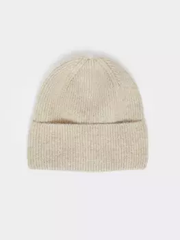 Вязаная шапка-бини с отворотом и тёплой подкладкой из флиса