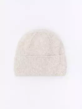 Вязаная шапка-бини с отворотом и тёплой подкладкой из флиса