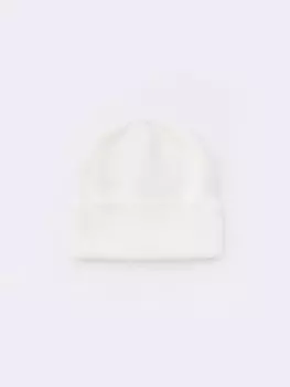 Вязаная шапка-бини с отворотом и тёплой подкладкой из флиса