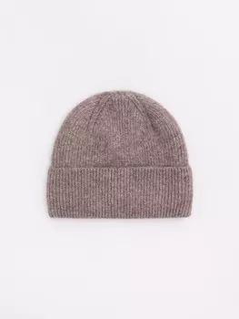 Вязаная шапка-бини с отворотом и тёплой подкладкой из флиса