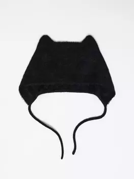 Вязаная шапка-чепчик с ушками