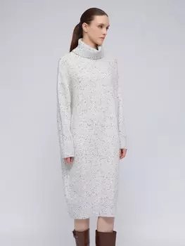 Вязаное платье-свитер длины миди с высоким горлом