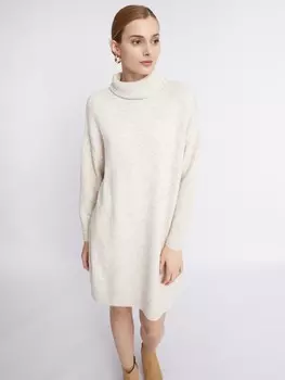 Вязаное шерстяное платье-свитер с высоким горлом