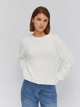 Вязаный джемпер из бархатной пряжи с рукавами реглан