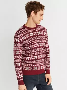 Вязаный джемпер из хлопка со скандинавским узором