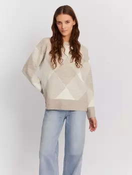 Вязаный джемпер объёмного фасона в ромб