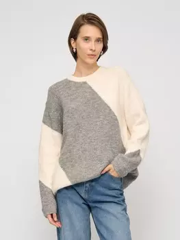 Вязаный джемпер объёмного фасона в стиле колор блок