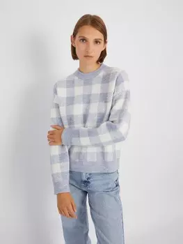 Вязаный джемпер расслабленного фасона с длинным рукавом и узором в клетку