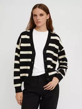 Вязаный кардиган в полоску на пуговицах