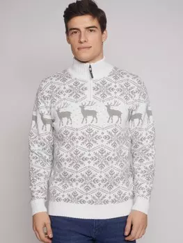 Вязаный свитер на молнии с узором