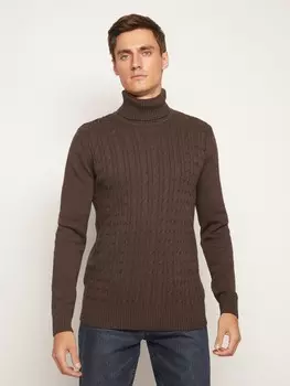 Вязаный свитер с узором "косы"