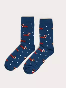 Высокие носки с новогодним принтом