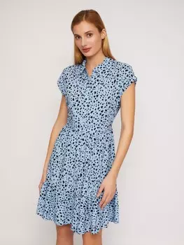 Ярусное платье-рубашка из вискозы с коротким рукавом