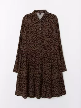 Ярусное платье-рубашка мини из вискозы