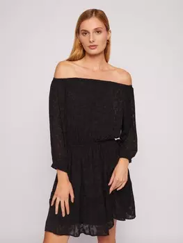 Ярусное шифоновое платье мини с открытыми плечами