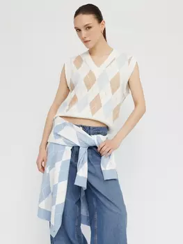 Жилет из вязаного трикотажа с узором в ромб