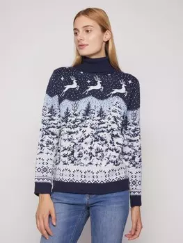 Зимний вязаный свитер с горлом