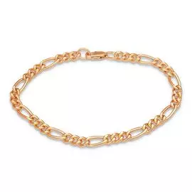 Браслет фигаро из красного золота 585 пробы, размер 20