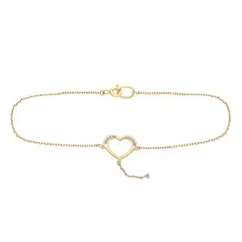 Браслет на ногу с фианитами из красного золота 585 пробы, размер 25