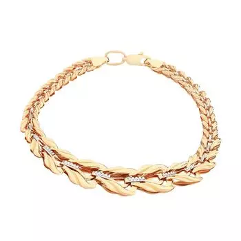 Браслет штампованный из красного золота 585 пробы, размер 19