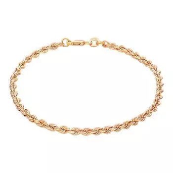 Браслет веревка из красного золота 585 пробы, размер 19