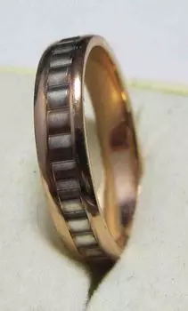 Кольцо обручальное из комбинированного золота 585 пробы, размер 15