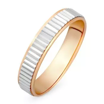 Кольцо обручальное из комбинированного золота 585 пробы, размер 15