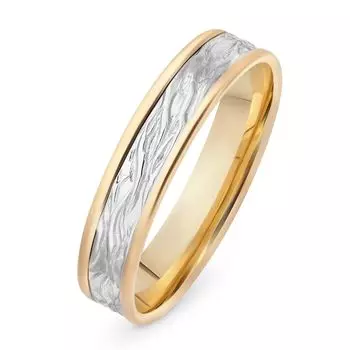 Кольцо обручальное из комбинированного золота 585 пробы, размер 17