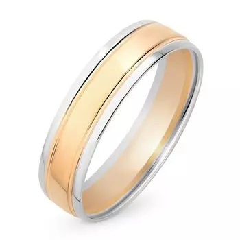 Кольцо обручальное из комбинированного золота 585 пробы, размер 17.5