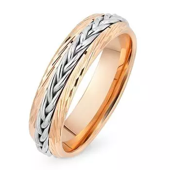 Кольцо обручальное из комбинированного золота 585 пробы, размер 17.5