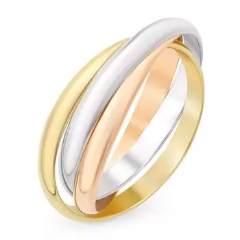 Кольцо обручальное из комбинированного золота 585 пробы, размер 18