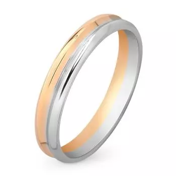 Кольцо обручальное из комбинированного золота 585 пробы, размер 19