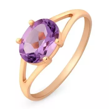 Кольцо с александритом синтетическим из красного золота 585 пробы, размер 16