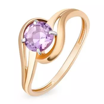 Кольцо с аметистом из красного золота 585 пробы, размер 17