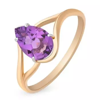 Кольцо с аметистом из красного золота 585 пробы, размер 18
