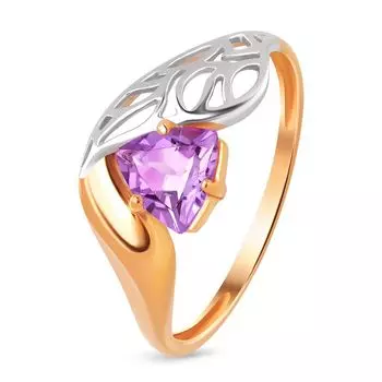 Кольцо с аметистом из красного золота 585 пробы, размер 18