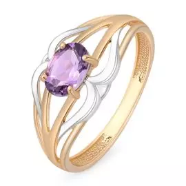 Кольцо с аметистом из красного золота 585 пробы, размер 18