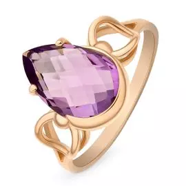 Кольцо с аметистом из красного золота 585 пробы, размер 19.5