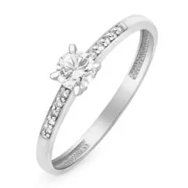 Кольцо с бриллиантами из белого золота 585 пробы, размер 15