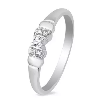 Кольцо с бриллиантами из белого золота 585 пробы, размер 15.5