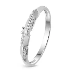 Кольцо с бриллиантами из белого золота 585 пробы, размер 15.5