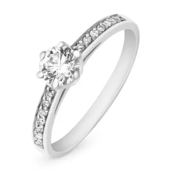 Кольцо с бриллиантами из белого золота 585 пробы, размер 16.5