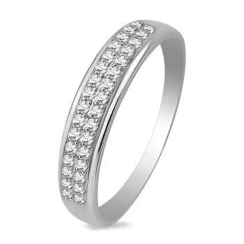 Кольцо с бриллиантами из белого золота 585 пробы, размер 17