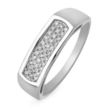 Кольцо с бриллиантами из белого золота 585 пробы, размер 17