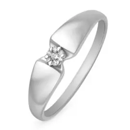 Кольцо с бриллиантами из белого золота 585 пробы, размер 17.5